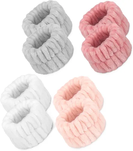 Crosize 8 piezas de bandas de muñeca de microfibra para lavar la cara, pulseras absorbentes para lavar la cara para mujeres, evita que el agua se