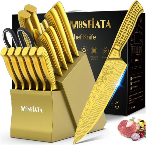 Miniatura 12 de MOSFiATA Juego de 6 cuchillos, juego de cuchillos japoneses de acero inoxidable para cocina con bolsa de almacenamiento de tela Oxford, apto