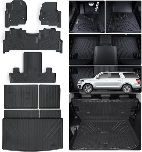 Alfombrillas de Piso para Ford Expedition MAX 2018-2024 (Solo Compatible con 7 Asientos-2 Filas de Asientos Individuales No Cortos) & Alfombrilla de