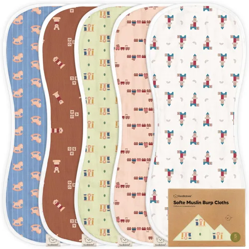 Miniatura 28 de Paquete de 5 paños de muselina para eructos para bebé, niño, niña, trapos muy absorbentes para bebés, 8 capas de viscosa derivada de toalla
