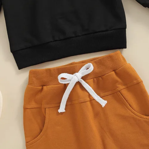 Miniatura 62 de Ropa de bebé niño 3 6 9 12 18 24M 3T Conjunto de pantalones con capucha patchwork sudadera con capucha pantalones de rayas traje de otoño invierno