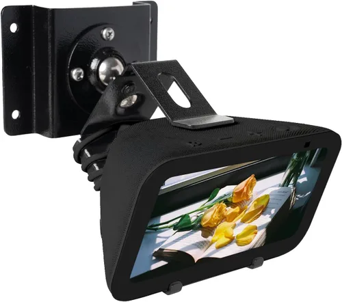 shinar Soporte de pared de metal solo para Echo Show 5 (3.ª generación), gira hasta 360° / inclinación -70° / +70°, soporte de montaje compatible