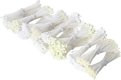 Miniatura 2 de KALAIEN Estambres de flores, 16 paquetes, 1120 piezas de cabezas dobles hechas a mano, flores y estambres de polen de 2.4-2.6 pulgadas, pequeño
