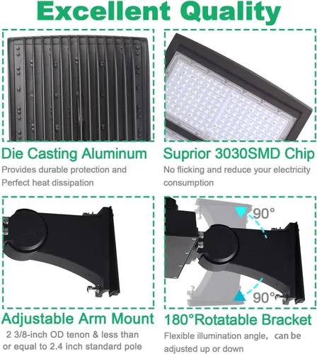 Miniatura 5 de OSTEK LED Parking Lot Lights 100W LED Shoebox Street Pole Lighting, Waterproof 14000LM Outdoor Commercial Area Road Lighting 5000K 100-277V UL