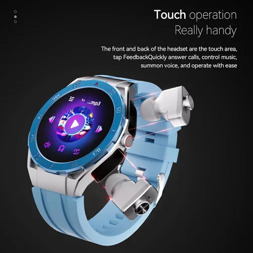 Miniatura 3 de Reloj inteligente F33 con auriculares 3 en 1 MP3 Bluetooth 1.43 pulgadas Smartwatch Auriculares inalámbricos incorporados Altavoz Rastreador