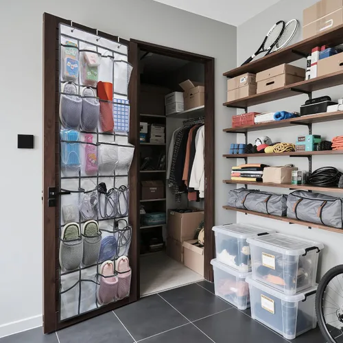 Miniatura 3 de Organizador de zapatos sobre la puerta, 24 bolsillos grandes de malla transpirable, soporte de almacenamiento colgante que ahorra espacio, se cuelga