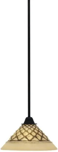 Miniatura 235 de Toltec Lighting Paramount - Mini colgante de 1 luz en acabado negro mate con cristal de arte perla de 7 pulgadas y estilo negro