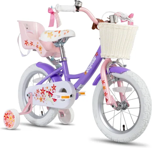 Miniatura 12 de JOYSTAR Unicorn Kids Bike for Girls Ages 2-9 Years Old, 12 14 16 18 Inch Kids Bike with Training Wheels, Doll Seat, Streamers and Basket, Toddler