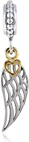 Miniatura 2 de Abalorio de ala de ángel de plata de ley 925 con diseño de plumas de amor para pulsera Pandora (B)