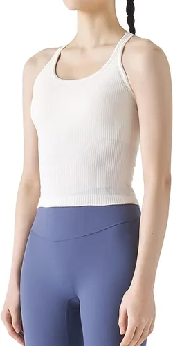 Miniatura 108 de sphinx cat - Camiseta corta de entrenamiento para mujer, camiseta sin mangas, acanalada, con espalda cruzada y brasier integrado
