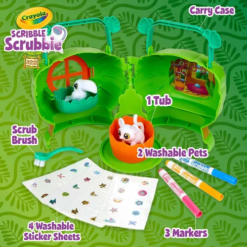 Miniatura 3 de Crayola Scribble Scrubbie Pets Safari Treehouse, estuche de almacenamiento de juguetes, regalo para niños y niñas