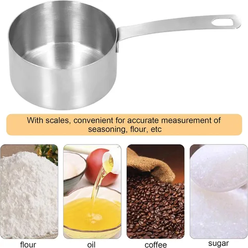 Miniatura 5 de Taza medidora con escala, cuchara medidora de acero inoxidable, cucharadita, accesorios de cocina, accesorio de cocina para medir ingredientes secos