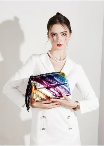 Miniatura 7 de Bolso de hombro para mujer, colorido bolso cruzado bolso de mano, bolso cuadrado para fiesta, noche, elegante y ligero
