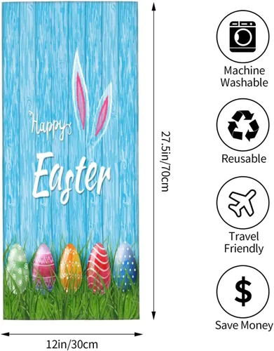 Miniatura 3 de Divertidos toallas de mano suaves de conejo de Pascua, toalla de baño, decorativa, multiusos para yoga, baño, hotel, gimnasio, 12 x 27.5 pulgadas