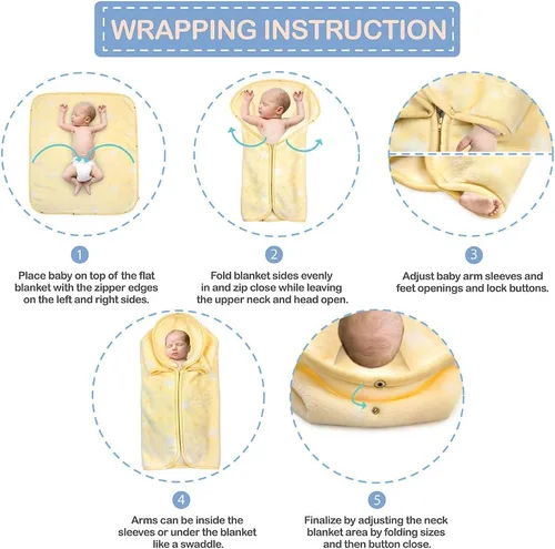 Miniatura 3 de JOIE BEAN Manta de envolver ajustable para bebé, manta para niños pequeños y bebés, saco de dormir 2 en 1, saco de dormir y manta portátil
