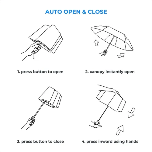 Miniatura 7 de Paraguas compacto plegable de viaje con apertura y cierre automático para resistente al viento, a la lluvia y a los rayos UV, sombrilla