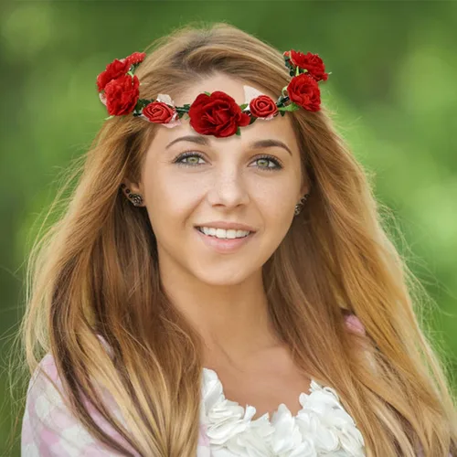 Miniatura 2 de Lawie Paquete de 10 coronas bohemias de girasol, margaritas, rosas, coronas de hojas florales con cinta de halo, diademas para el cabello, diadema