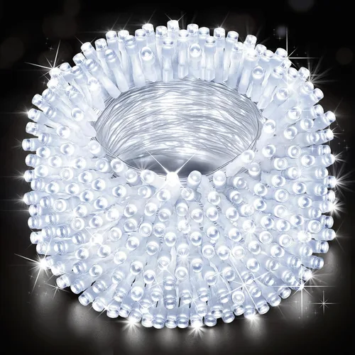 Luces de Navidad para exteriores, 403 pies, 1000 luces LED, 8 modos y función de memoria con temporizador, luces de hadas parpadeantes, IP44, Blanco