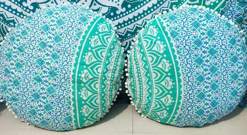 Miniatura 5 de CRAFT KALA Funda de cojín con diseño de mandala, funda de cojín para asiento, hippie, decorativo, bohemio, otomano, de algodón, indio, para sala