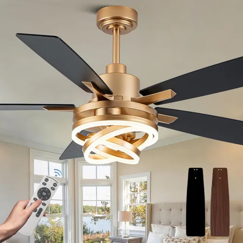 Miniatura 13 de Ventiladores de techo grandes modernos de 72 pulgadas con luces y control remoto, motor CC silencioso reversible de 6 velocidades, ventiladores