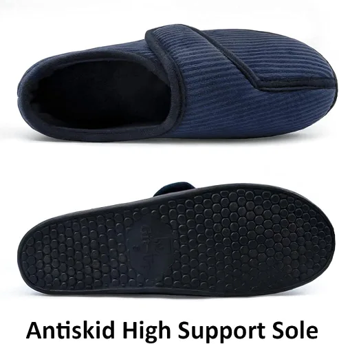 Miniatura 4 de Git-up Zapatillas diabéticas para hombres, artritis, edema con cierre ajustable, puntera hinchada, pantuflas de espuma viscoelástica, cómodas