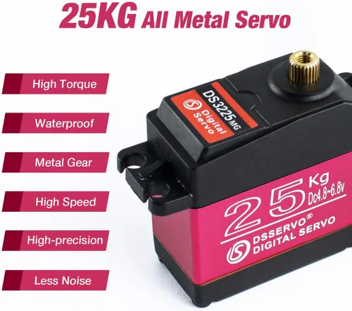 Miniatura 5 de Hosyond DS3225 55.1 lbs RC Servo de alto par de torsión completo engranajes de metal impermeable servo digital compatible con 1/8, 1/10 RC