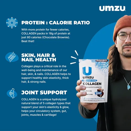 Miniatura 2 de UMZU zuCollagen - Polvo de proteína de colágeno múltiple, chocolate – 5 tipos de colágeno I II III V X – Suplemento alto en proteínas bajo