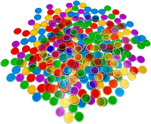 Miniatura 2 de JUNWRROW 300 Piezas 5 Colores Fichas de Bingo Magnéticas Transparentes con Borde de Metal