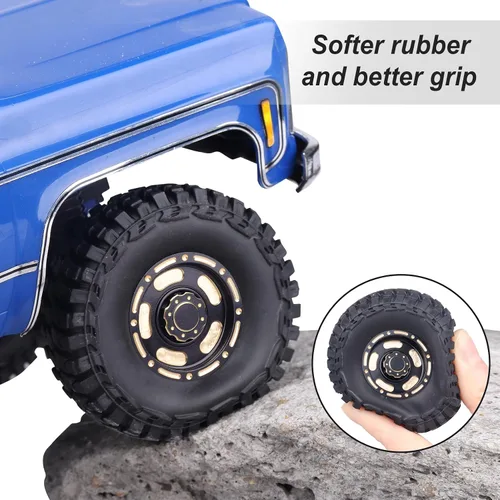 Miniatura 4 de HobbyPark Ruedas y neumáticos Beadlock de latón 1.0 para piezas de actualización TRX4M 1/18 SCX24 1/24 RC 1/18, juego de 4 (Tipo D)