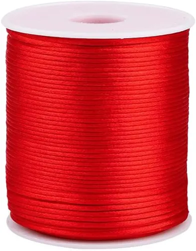 Miniatura 23 de 2.0mm Hilo de Cordón de Seda de Nylon para Cuentas de Macramé, Pulseras, Nudos Chinos, Collares, Joyería 109 Yardas (Verde Oscuro)