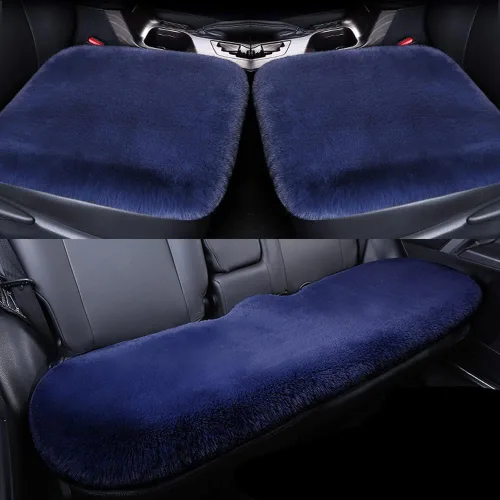 Miniatura 28 de LoveisLove Cojín de asiento de automóvil para asiento de conductor, almohadilla de asiento de felpa sintética, suave, cómoda, cálida, silla de Negro