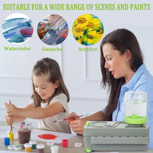 Miniatura 6 de Limpiador de Pinceles de Pintura Mejorado, Suministros de Pintura, Estación de Pintura con Drenaje, Enjuagador de Pinceles con Reciclaje de Agua