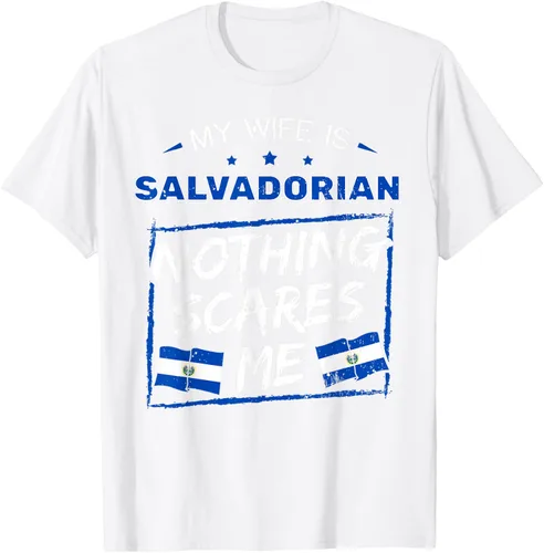 Miniatura 75 de Camiseta con la bandera de raíces salvadoreñas de El Salvador My Wife Is Salvadoran Roots, Negro
