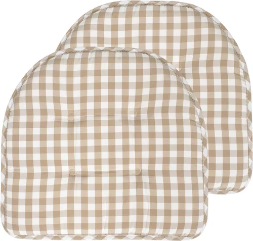Miniatura 40 de Sweet Home Collection - Cojín de espuma viscoelástica para silla con capitoné, antideslizante, parte trasera de goma, en forma de U, 17 x 16 Piel