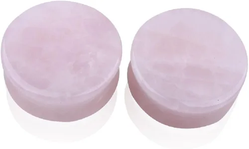 Miniatura 3 de NewZenro 2Pairs Rose Quartz Aventurine Natural Organic Stone Ear Plugs Gauges Tunnel Expanders Stretcher Double Flared Tiendaite Flesh Piercings