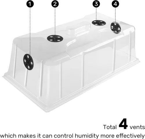 Miniatura 4 de MIXC Paquete de 10 cúpulas de humedad de 7" de altura de fuerza extra, cubiertas de bandejas de cultivo 1020, tapas con ventilación para clonación