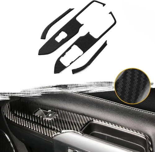 Miniatura 13 de Xotic Tech - Cubierta para panel de cambio de marchas, fibra de carbono suave auténtica, compatible con Ford Mustang 2015-2023 Negro carbón