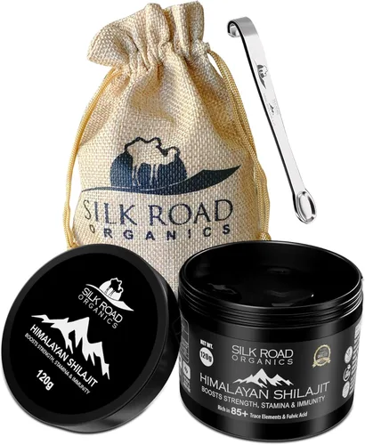 Shilajit puro del Himalaya (120 gm) semilíquido con ácido fúlvico y más de 85 minerales traza para metabolismo, apoyo del sistema inmunológico,
