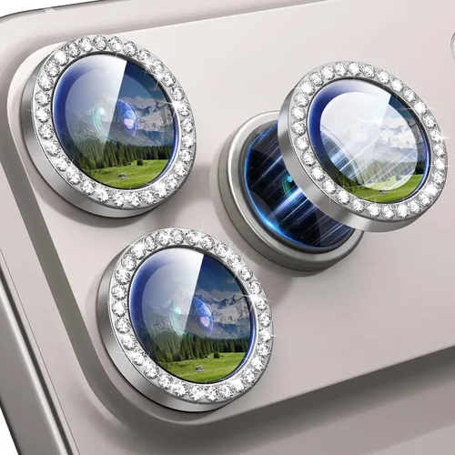 Miniatura 40 de Protector de Lente de Cámara Bling para iPhone 17 Pro / 17 Pro Max, Anillo de Metal con Diamante Individual con Dureza 9H, Protector de Pantalla