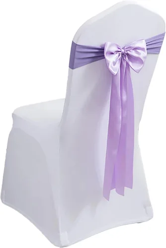 Miniatura 10 de Paquete de 100 bandas de elastano para silla, lazos de satén de color azul para bodas, eventos, banquetes, hoteles, hogar y cocina, 100