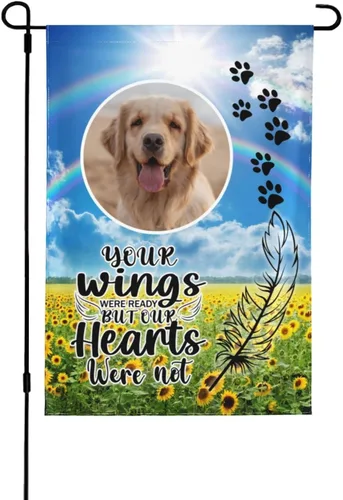 Miniatura 11 de Bandera de memoria personalizada con nombre de foto, fecha, letrero funerario personalizado, bandera conmemorativa personalizable para jardín, Cielo