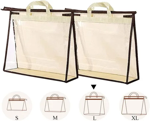 Miniatura 9 de fazhongfa 2 bolsas para el polvo para bolsas, organizador de almacenamiento de bolsos transparentes, no tejidas, bolsa colgante con cremallera y asa