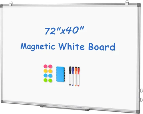 Miniatura 9 de Pizarra blanca de doble cara, borrado en seco de 20 x 30 pulgadas para pared con marco de aluminio plateado, pizarra blanca magnética para oficina