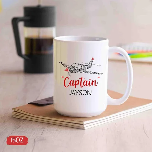 Miniatura 4 de BigTees Taza de café de piloto personalizada, regalos para piloto, taza de piloto, taza de café de piloto de avión, taza de café personalizada