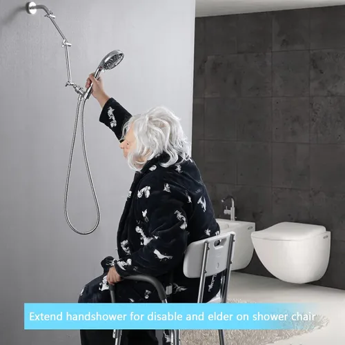 Miniatura 8 de PDPBath Brazo de extensión de cabezal de ducha de latón de 16 pulgadas, extensor de brazo de ducha ajustable en altura y ángulo flexible con juntas