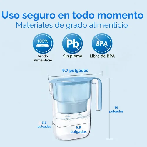 Miniatura 2 de Waterdrop Jarra de Filtro de Agua con 1 Filtro, 5X Veces Más Duración, Dura 200 Galones, para Refrigerador, Encimera y Regalo, Reduce PFOA/PFOS, Azur