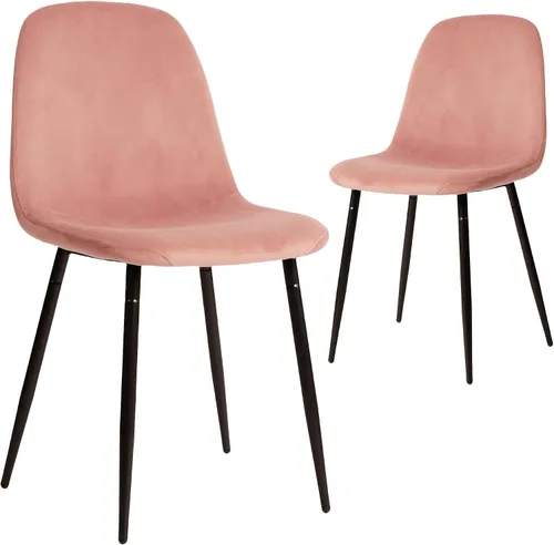 Miniatura 11 de CangLong Juego de 2 sillas de comedor de terciopelo azul con patas de metal para sala de estar, dormitorio, restaurante