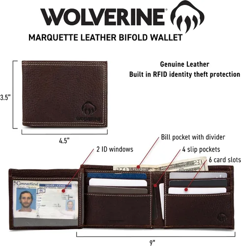 Miniatura 9 de WOLVERINE Men's Bifold Leather and Canvas Wallets