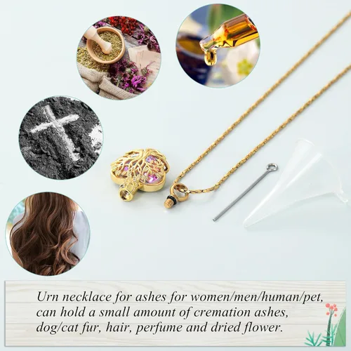 Miniatura 98 de Imrsanl Collar de urna de árbol de la vida con forma de corazón, joyería de cremación para hombres y mujeres, recuerdo, joyería conmemorativa