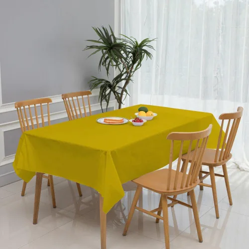 Miniatura 2 de Mantel de plástico dorado (paquete de 4), funda de mesa de comedor de 54 x 108 pulgadas para mesa rectangular, manteles desechables dorados
